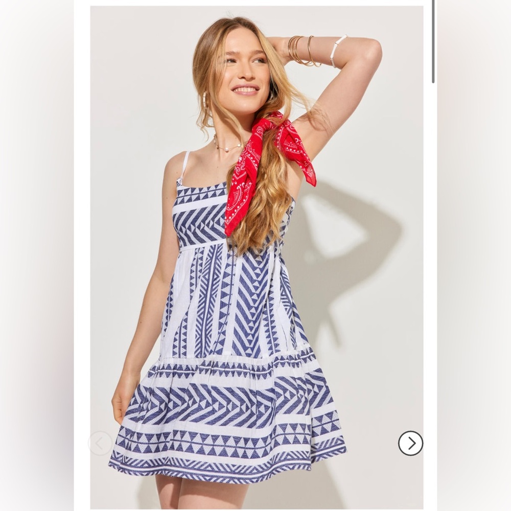 Francesca Emilia Tie Back Geo Print Mini Dress Size M